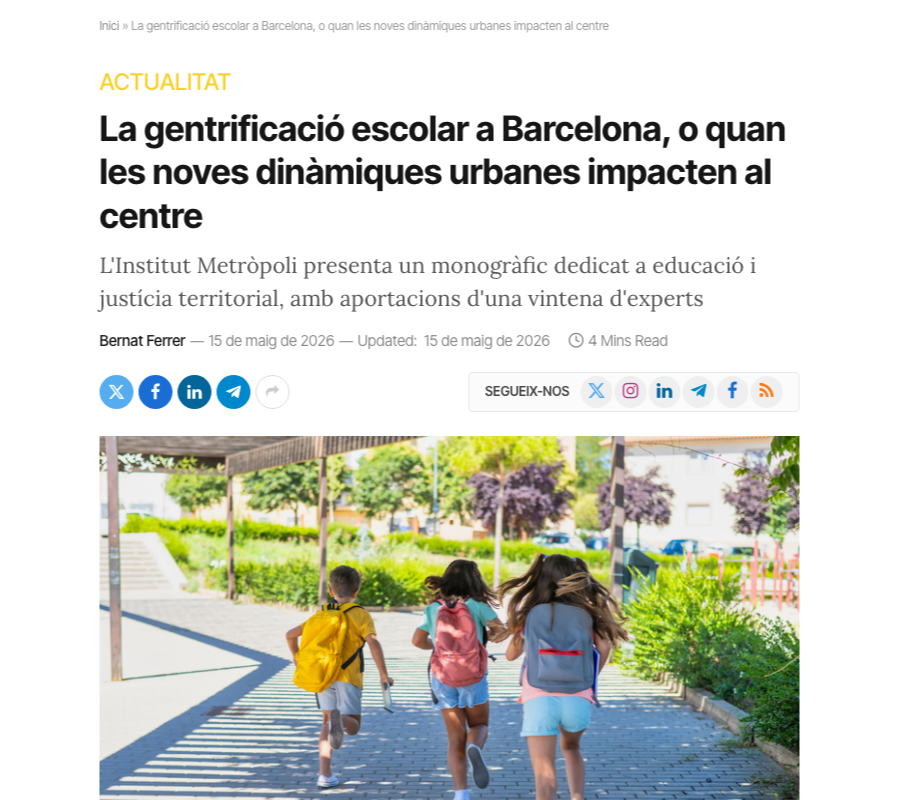Screenshot of the Educa Barcelona article